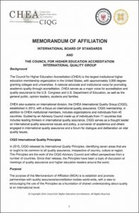 MEMORANDUM OF AFFILIATION IBS - CHEA